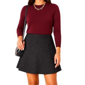 LOFT Charcoal Tweed A-Line Skirt Women's Size Large Wool Look Work Casual Prep‎